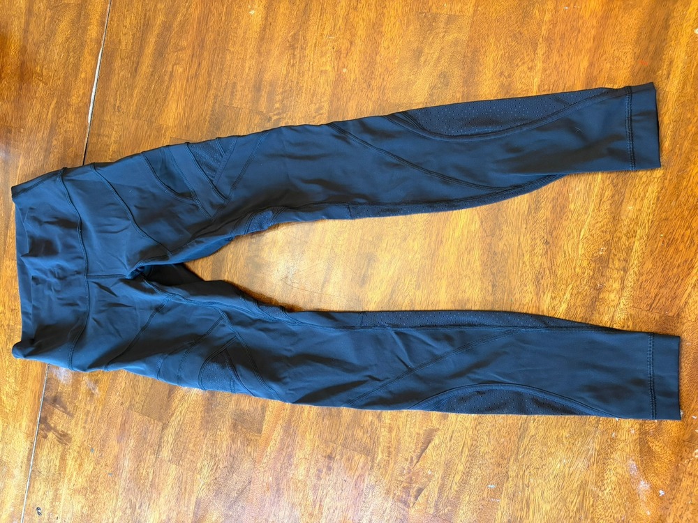 Lululemon Mesh Panel Leggings Womens 6 Black High Rise Running Yoga Tights